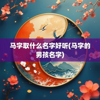 马字取什么名字好听(马字的男孩名字)