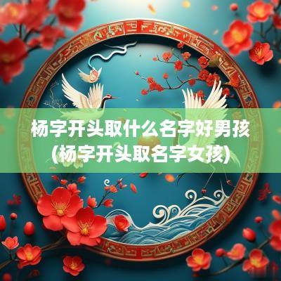 杨字开头取什么名字好男孩(杨字开头取名字女孩)