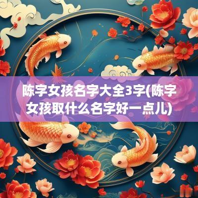 陈字女孩名字大全3字(陈字女孩取什么名字好一点儿)