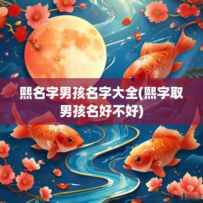 熙名字男孩名字大全(熙字取男孩名好不好)