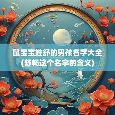 鼠宝宝姓舒的男孩名字大全(舒畅这个名字的含义)