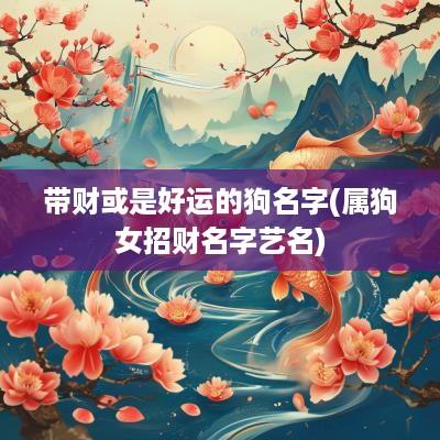 带财或是好运的狗名字(属狗女招财名字艺名)
