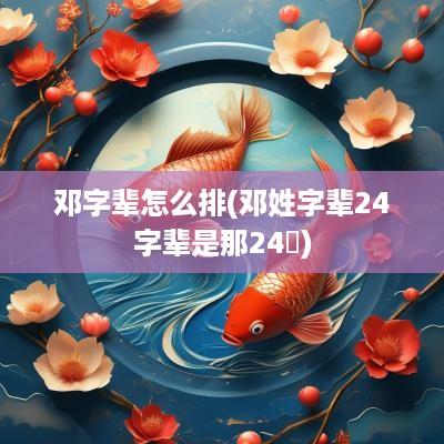 邓字辈怎么排(邓姓字辈24字辈是那24軰)