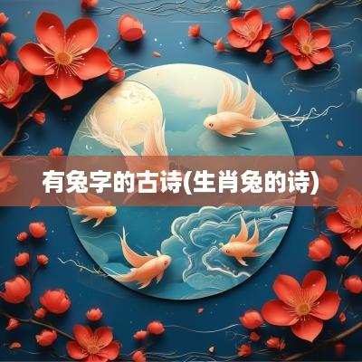 有兔字的古诗(生肖兔的诗)