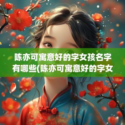 陈亦可寓意好的字女孩名字有哪些(陈亦可寓意好的字女孩名字怎么取)