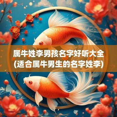 属牛姓李男孩名字好听大全(适合属牛男生的名字姓李)
