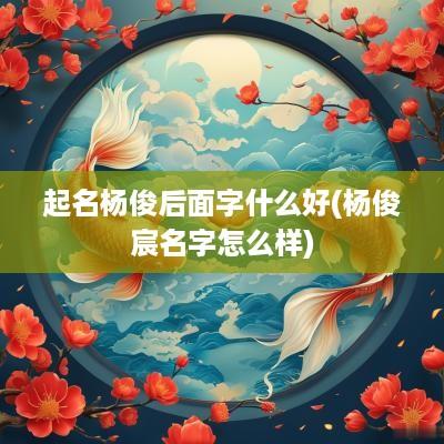 起名杨俊后面字什么好(杨俊宸名字怎么样)