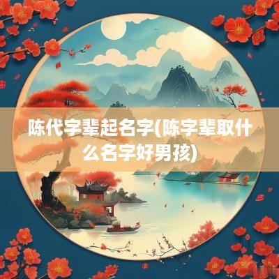 陈代字辈起名字(陈字辈取什么名字好男孩)