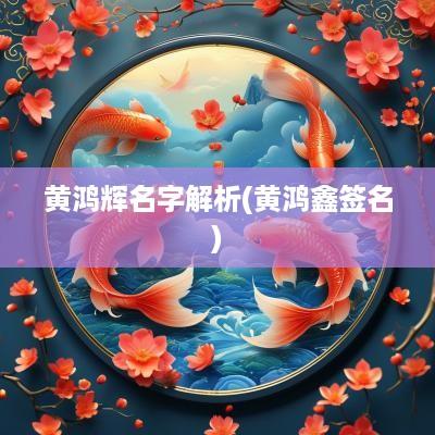 黄鸿辉名字解析(黄鸿鑫签名)