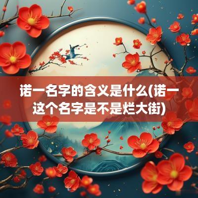诺一名字的含义是什么(诺一这个名字是不是烂大街)