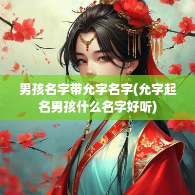 男孩名字带允字名字(允字起名男孩什么名字好听)