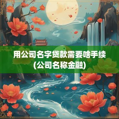 用公司名字贷款需要啥手续(公司名称金融)