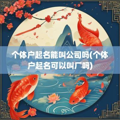 个体户起名能叫公司吗(个体户起名可以叫厂吗)