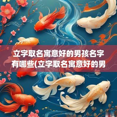 立字取名寓意好的男孩名字有哪些(立字取名寓意好的男孩名字大全)