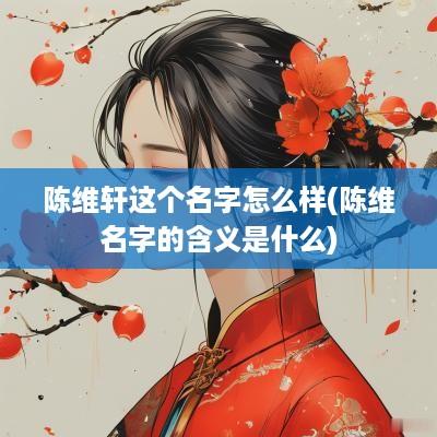 陈维轩这个名字怎么样(陈维名字的含义是什么)