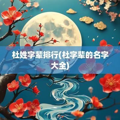 杜姓字辈排行(杜字辈的名字大全)