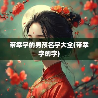 带幸字的男孩名字大全(带幸字的字)