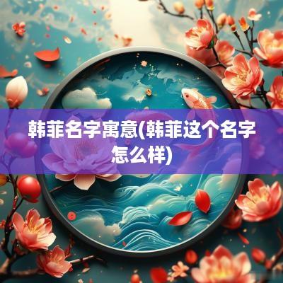 韩菲名字寓意(韩菲这个名字怎么样)