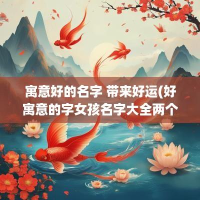 寓意好的名字 带来好运(好寓意的字女孩名字大全两个字)