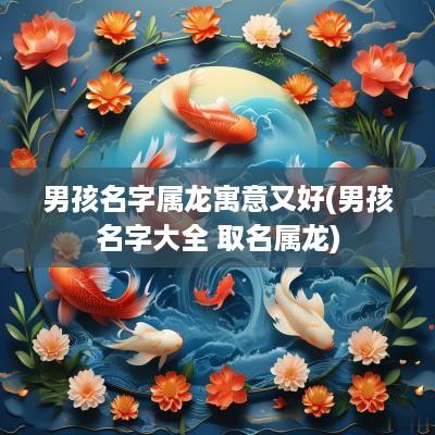 男孩名字属龙寓意又好(男孩名字大全 取名属龙)
