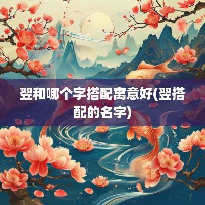 翌和哪个字搭配寓意好(翌搭配的名字)