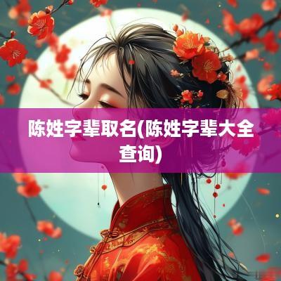 陈姓字辈取名(陈姓字辈大全查询)