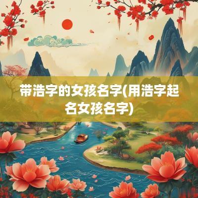 带浩字的女孩名字(用浩字起名女孩名字)