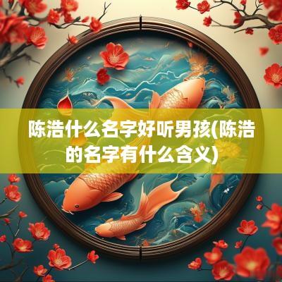 陈浩什么名字好听男孩(陈浩的名字有什么含义)