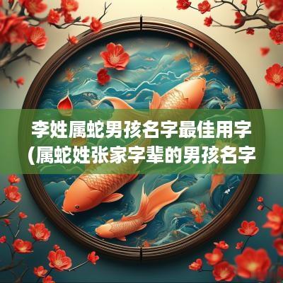 李姓属蛇男孩名字最佳用字(属蛇姓张家字辈的男孩名字)