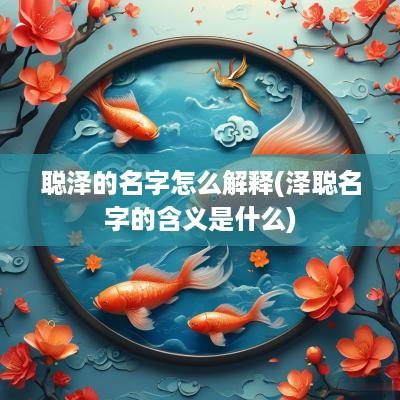 聪泽的名字怎么解释(泽聪名字的含义是什么)