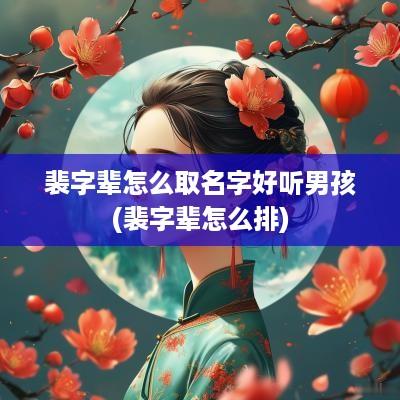裴字辈怎么取名字好听男孩(裴字辈怎么排)