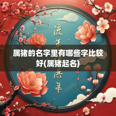 属猪的名字里有哪些字比较好(属猪起名)