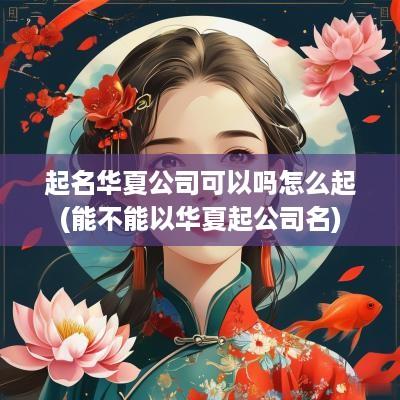 起名华夏公司可以吗怎么起(能不能以华夏起公司名)