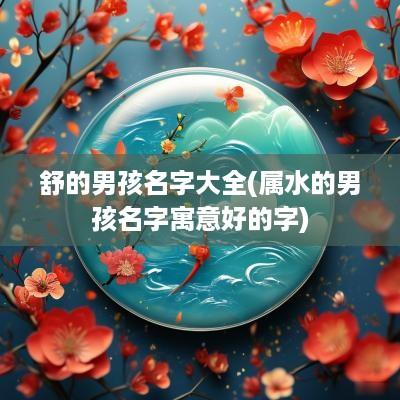 舒的男孩名字大全(属水的男孩名字寓意好的字)