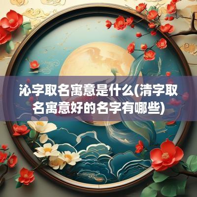 沁字取名寓意是什么(清字取名寓意好的名字有哪些)