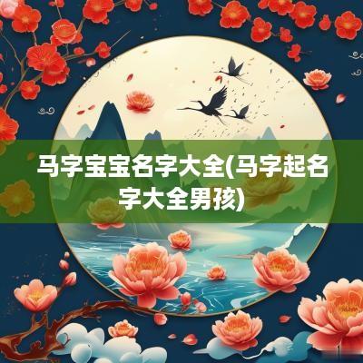 马字宝宝名字大全(马字起名字大全男孩)