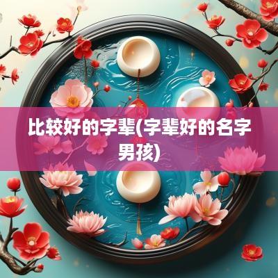 比较好的字辈(字辈好的名字男孩)