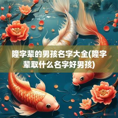 隆字辈的男孩名字大全(隆字辈取什么名字好男孩)