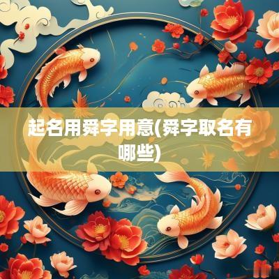 起名用舜字用意(舜字取名有哪些)