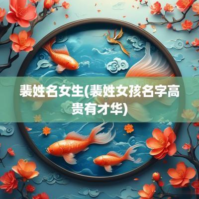 裴姓名女生(裴姓女孩名字高贵有才华)