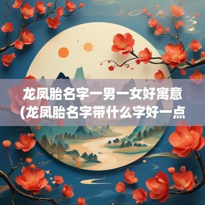 龙凤胎名字一男一女好寓意(龙凤胎名字带什么字好一点男孩)