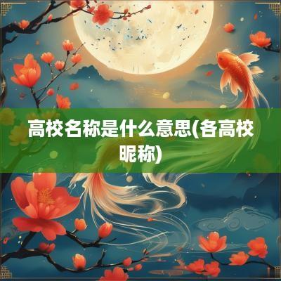 高校名称是什么意思(各高校昵称)