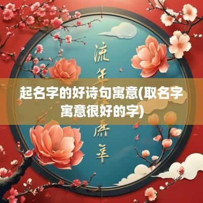 起名字的好诗句寓意(取名字寓意很好的字)