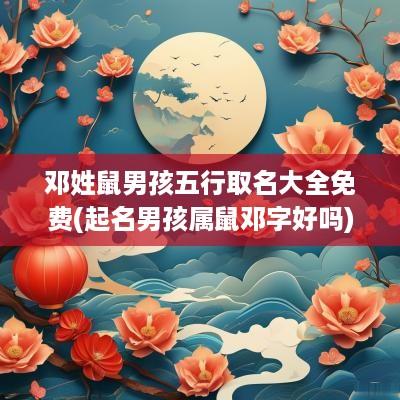 邓姓鼠男孩五行取名大全免费(起名男孩属鼠邓字好吗)