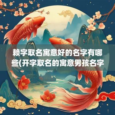 赖字取名寓意好的名字有哪些(开字取名的寓意男孩名字)