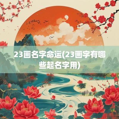 23画名字命运(23画字有哪些起名字用)