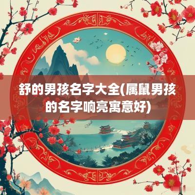 舒的男孩名字大全(属鼠男孩的名字响亮寓意好)
