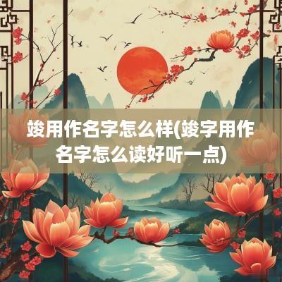 竣用作名字怎么样(竣字用作名字怎么读好听一点)