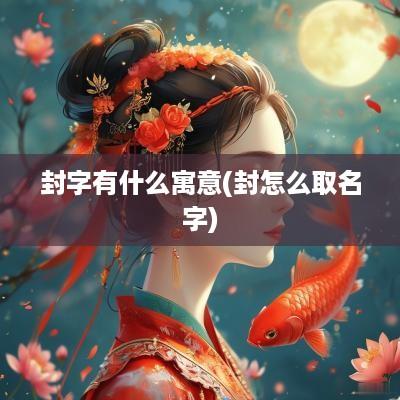 封字有什么寓意(封怎么取名字)