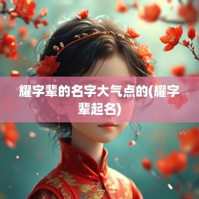耀字辈的名字大气点的(耀字辈起名)